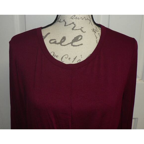 Socialite Women's Front Twist Long Sleeve Round Neck Top in Burgundy Xlarge - Picture 3 of 6